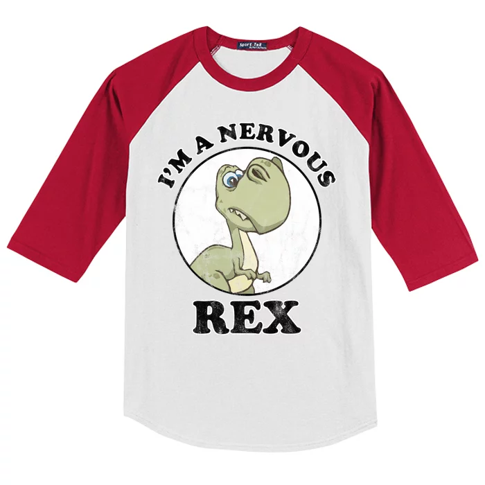 I'm A Nervous Rex Funny Dinosaur Kids Colorblock Raglan Jersey