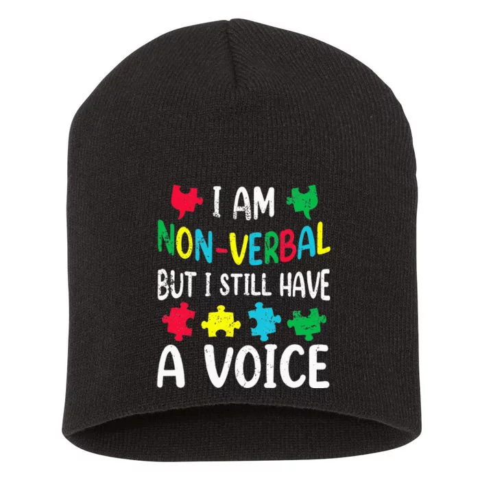 I Am Nonverbal Autism Awareness Neurodiversity Acceptance Short Acrylic Beanie