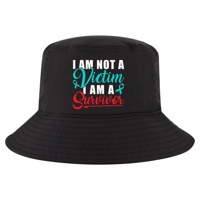 I Am Not A Victim I Am A Survivor Stop Sexual Abuse Ribbon Cool Comfort Performance Bucket Hat