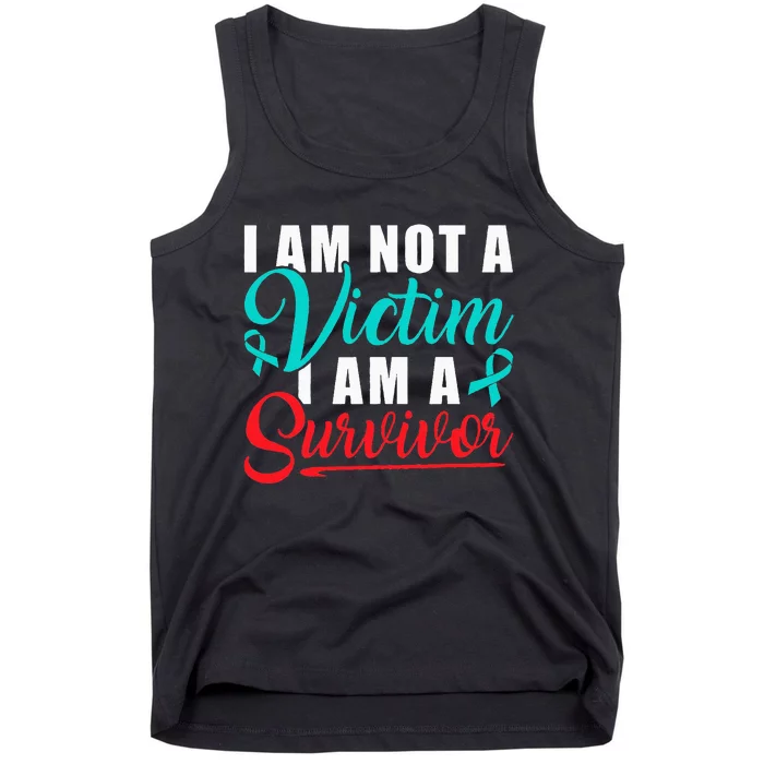 I Am Not A Victim I Am A Survivor Stop Sexual Abuse Ribbon Tank Top