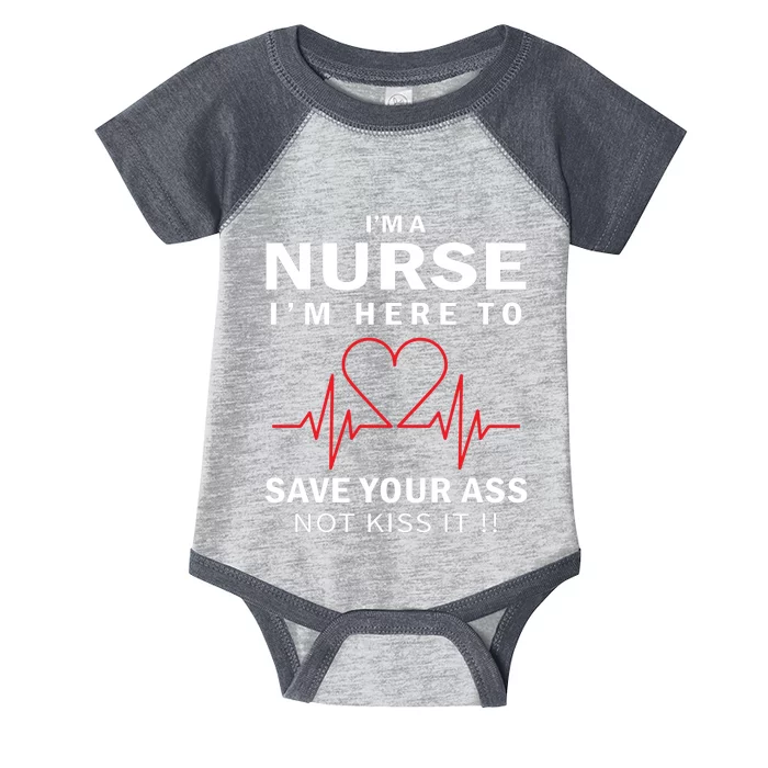 I'm A Nurse I'm Here To Save Your Ass Not Kiss It Infant Baby Jersey Bodysuit