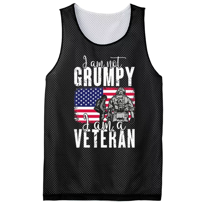 I Am Not Grumpy I Am A Veteran Patriotic Veteran Humor Mesh Reversible Basketball Jersey Tank