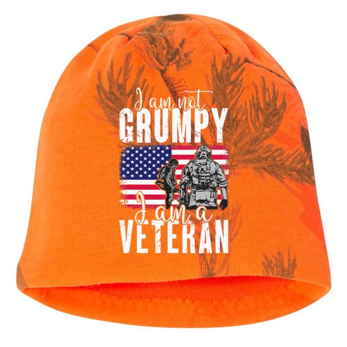 I Am Not Grumpy I Am A Veteran Patriotic Veteran Humor Kati - Camo Knit Beanie