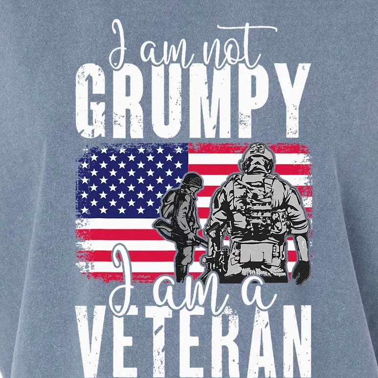 I Am Not Grumpy I Am A Veteran Patriotic Veteran Humor Garment-Dyed Women's Muscle Tee