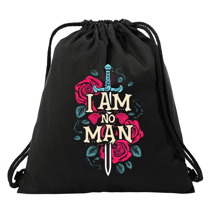 I Am No Man Drawstring Bag