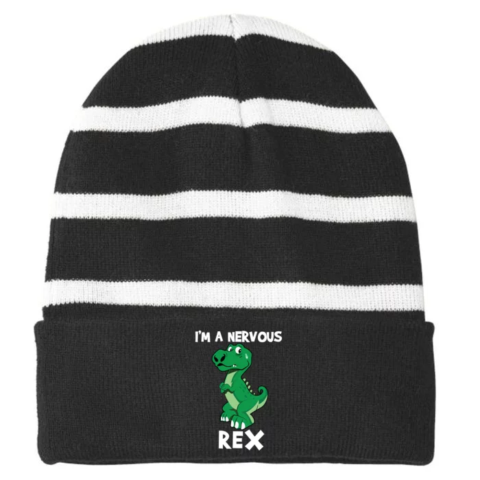 I’M A NERVOUS REX Striped Beanie with Solid Band