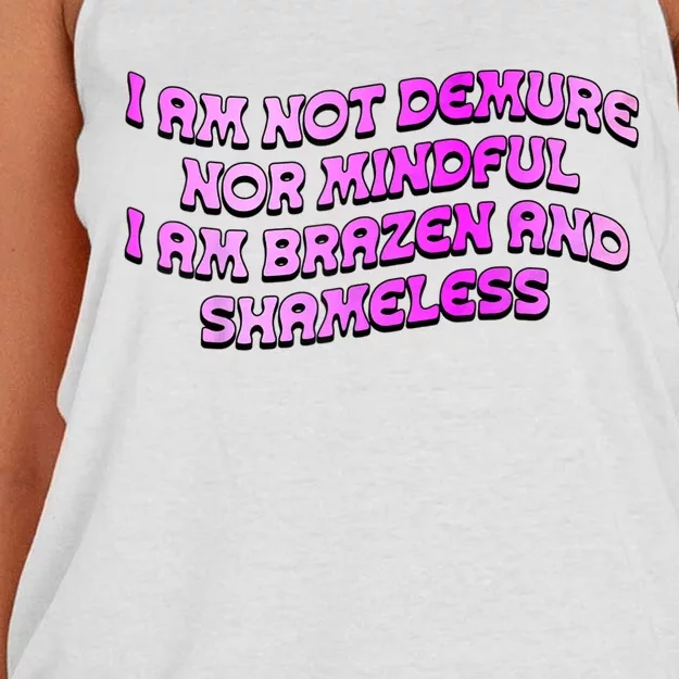 I Am Not Demure Nor Mindful I Am Brazen And Shameless Women's Knotted Racerback Tank