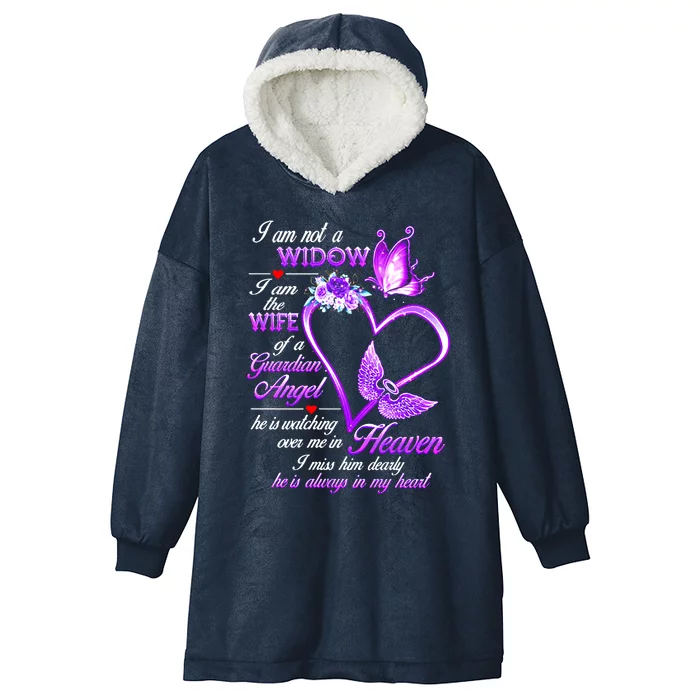 I Am Not A Widow I Am The Wife Of A Guardian Angel Butterfly Gift Hooded Wearable Blanket