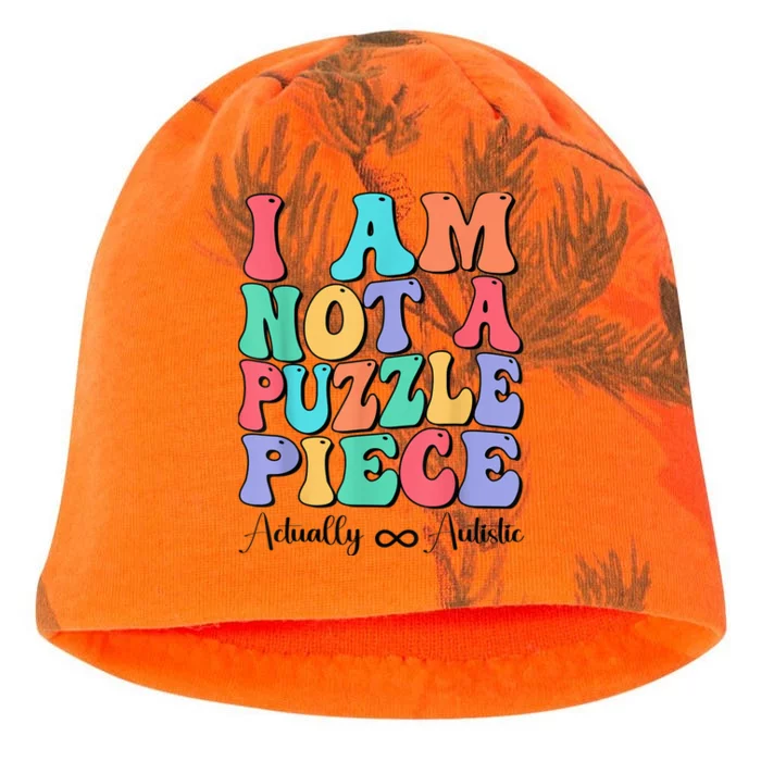 I Am Not A Puzzle Piece Actually Autistic Autism Awareness Kati - Camo Knit Beanie