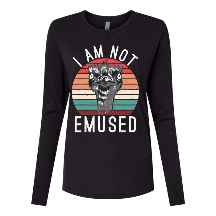 I Am Not Emused Funny bird lover Emu Pun Womens Cotton Relaxed Long Sleeve T-Shirt