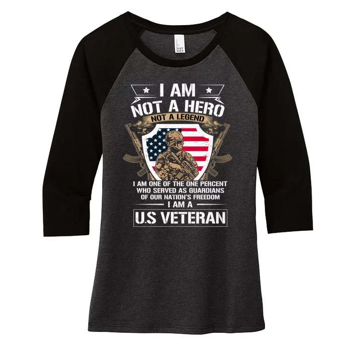 I Am Not A Hero Not A Legend I Am A Us Veteran Usa Military Women's Tri-Blend 3/4-Sleeve Raglan Shirt