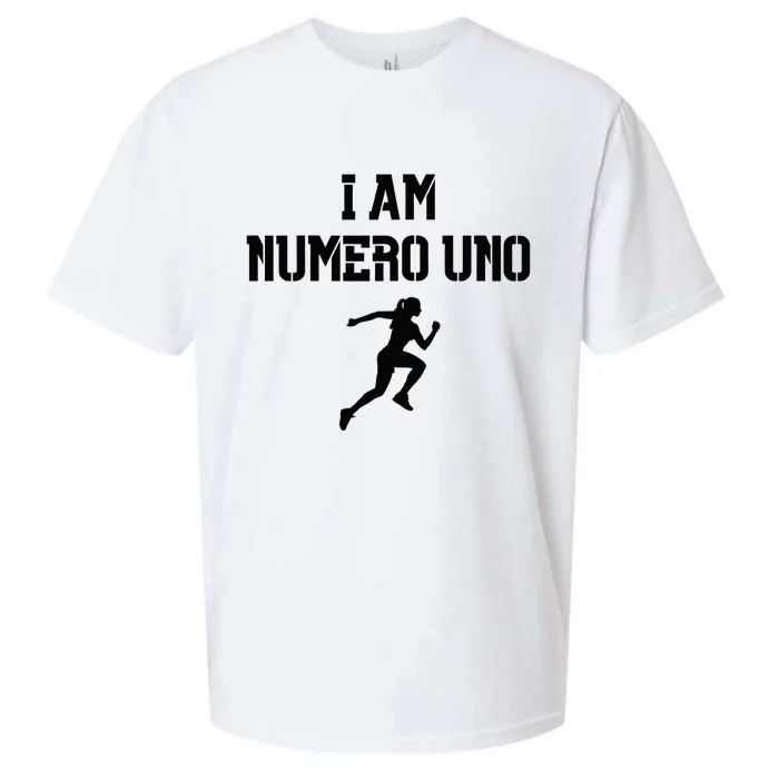 I Am Numero Uno Cardio Strong Female Bodybuilder Running Sueded Cloud Jersey T-Shirt