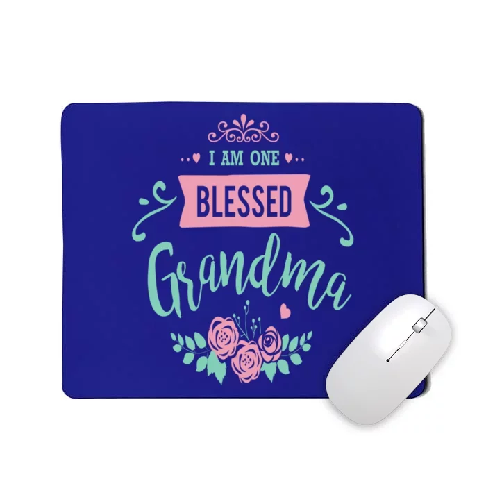 I Am One Blessed Grandma Peach Teal Floral Gift Mousepad