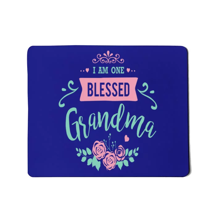 I Am One Blessed Grandma Peach Teal Floral Gift Mousepad