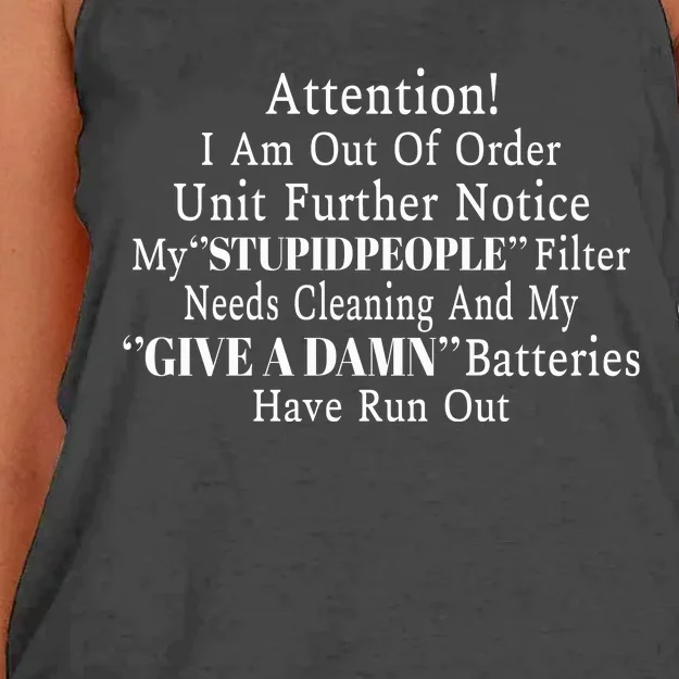 I Am Out Of Order Until Further Notice My Stupid People Women's Knotted Racerback Tank