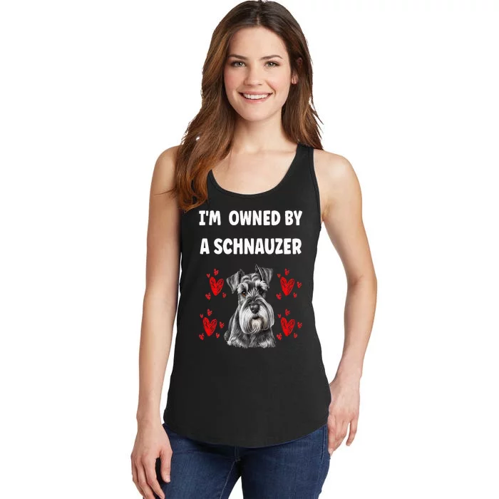 I Am Owned By A Schnauzer Ladies Essential Tank