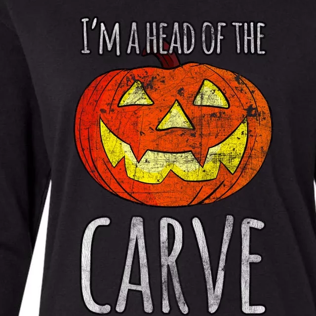 I’M Ahead Of The Carve Laughing Pumpkin Halloween Funny Gift Womens Cotton Relaxed Long Sleeve T-Shirt