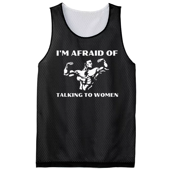 Im Afraid Of Talking To Women Satirical Workout Mesh Reversible Basketball Jersey Tank