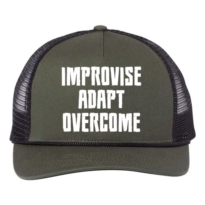 Improvise Adapt Overcome Military Funny Meme Gift Retro Rope Trucker Hat Cap