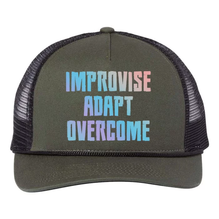 Improvise Adapt Overcome Military Funny Meme Gift Retro Rope Trucker Hat Cap