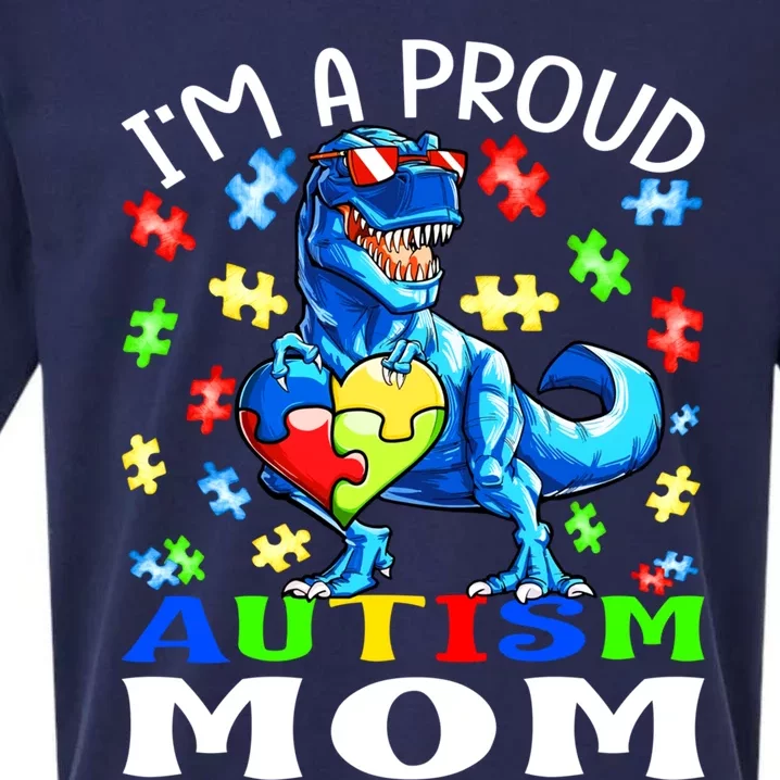 I'm A Proud Autism Mom Dinosaur Meaningful Gift Sueded Cloud Jersey T-Shirt