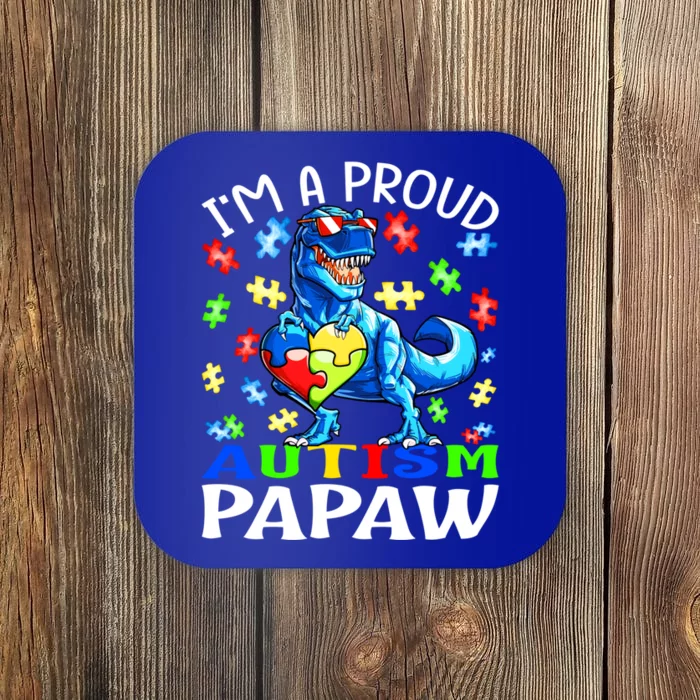 I'm A Proud Autism Papaw Dinosaur Gift Coaster