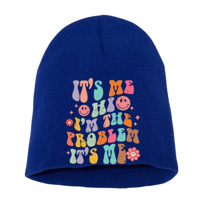 IM A Problem Retro Groovy Funny Sarcasm Humor Short Acrylic Beanie