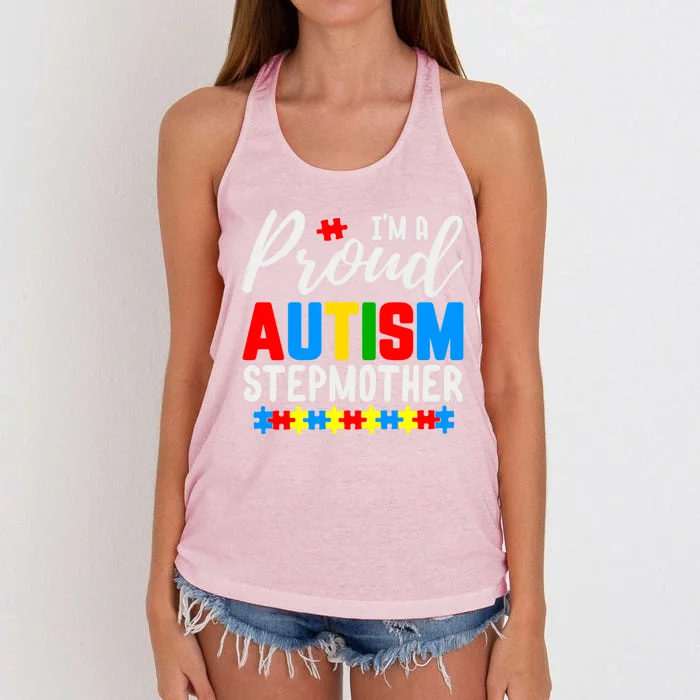 I'm A Proud Autism Stepmother Autism Gift Women's Knotted Racerback Tank