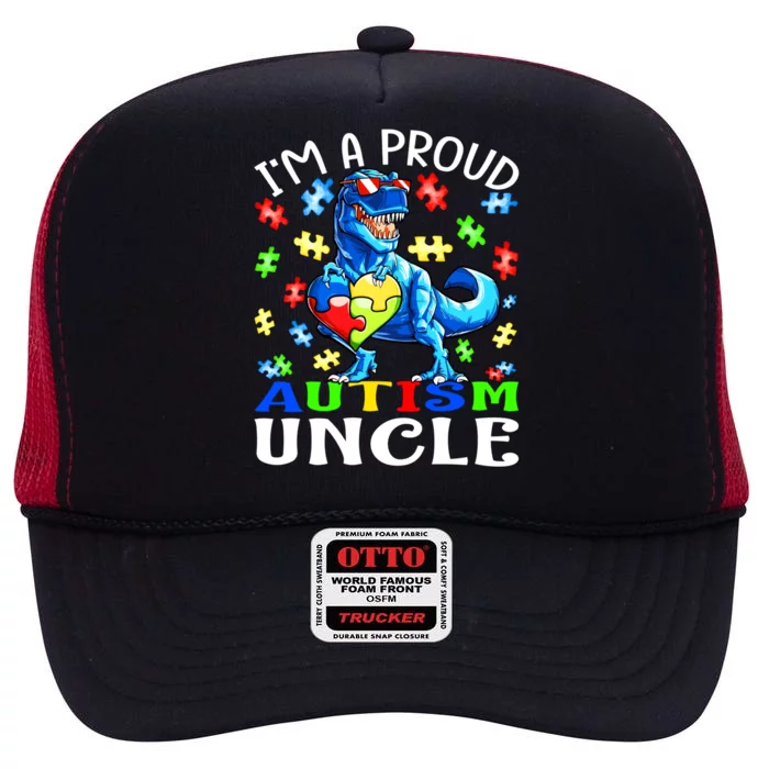 I'm A Proud Autism Uncle Dinosaur Meaningful Gift High Crown Mesh Trucker Hat