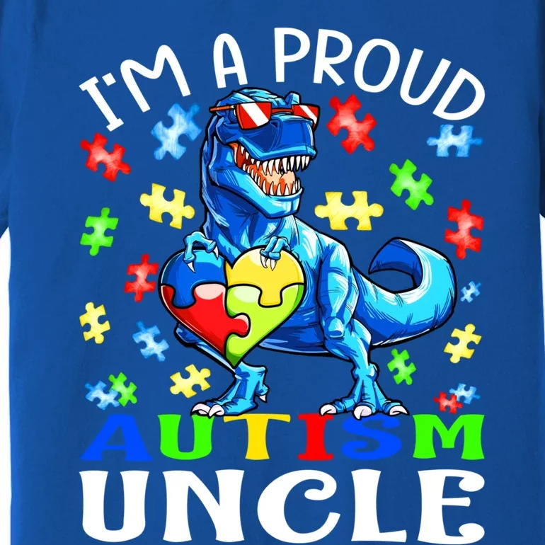 I'm A Proud Autism Uncle Dinosaur Meaningful Gift Premium T-Shirt