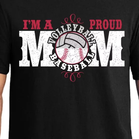 I'm A Proud Volleyball Baseball Mom Gift Pajama Set