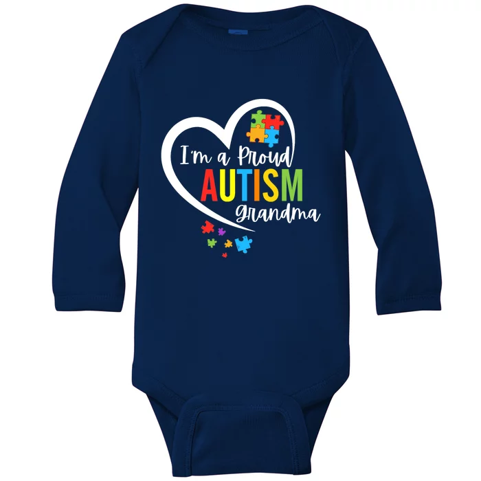 I'm A Proud Grandma Love Heart Autism Awareness Puzzle Baby Long Sleeve Bodysuit