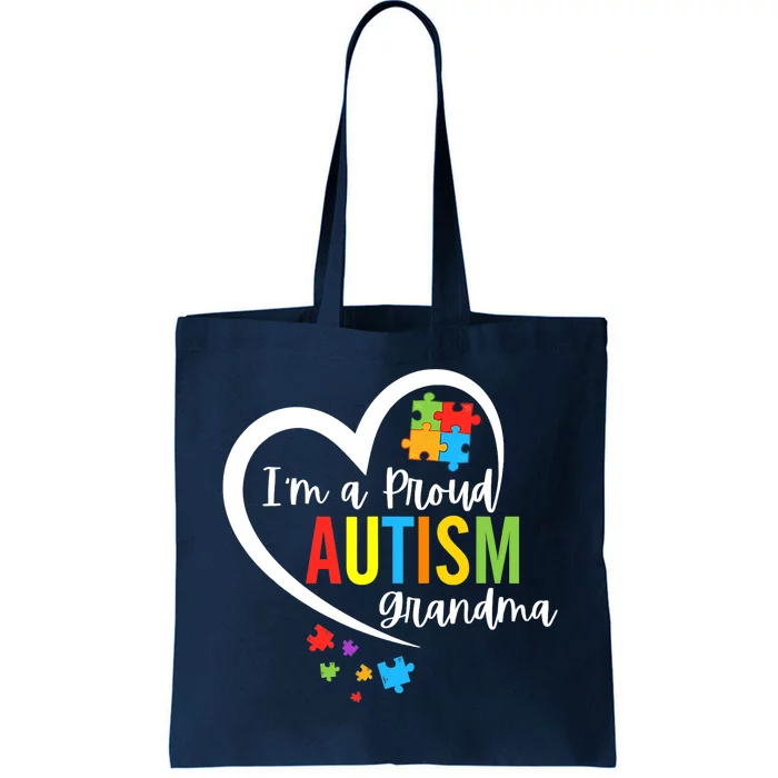 I'm A Proud Grandma Love Heart Autism Awareness Puzzle Tote Bag