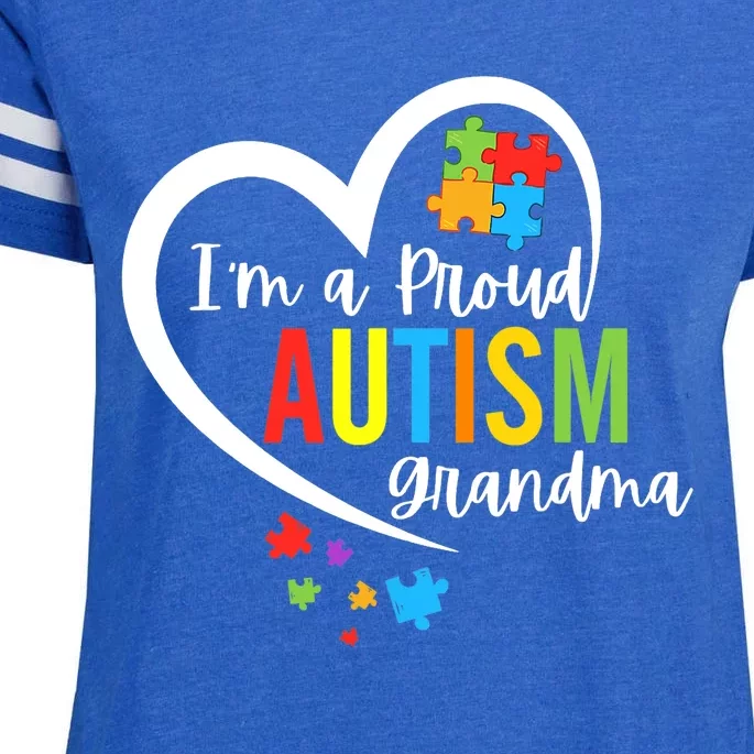 I'm A Proud Grandma Love Heart Autism Awareness Puzzle Enza Ladies Jersey Football T-Shirt