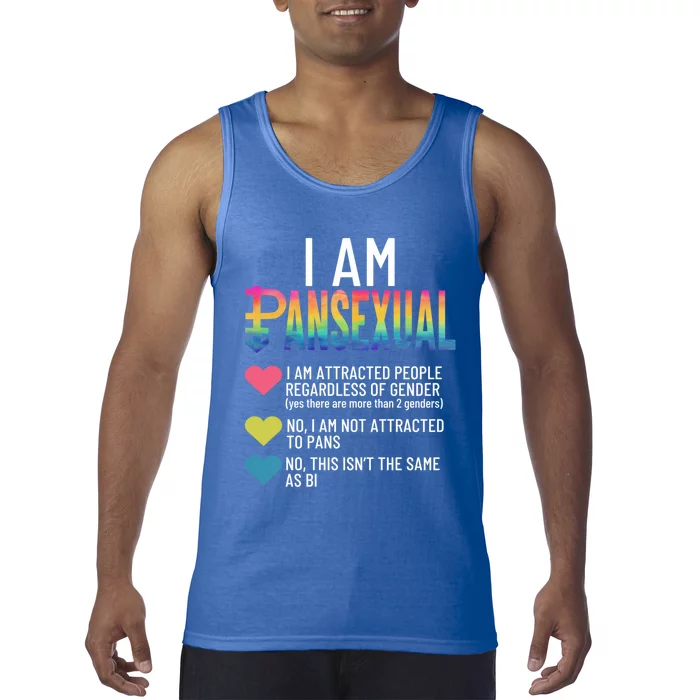 I Am Pansexual Cool Gift Lgbtqia Pride Rainbow Hearts Cool Gift Definition Funny Tank Top