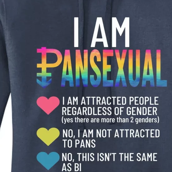 I Am Pansexual Cool Gift Lgbtqia Pride Rainbow Hearts Cool Gift Definition Funny Women's Pullover Hoodie