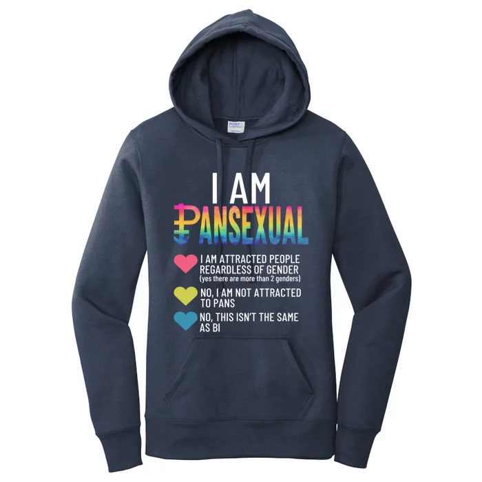 I Am Pansexual Cool Gift Lgbtqia Pride Rainbow Hearts Cool Gift Definition Funny Women's Pullover Hoodie