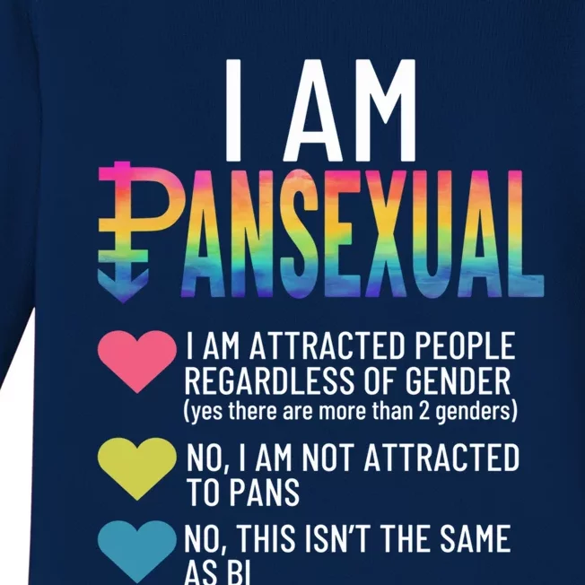 I Am Pansexual Cool Gift Lgbtqia Pride Rainbow Hearts Cool Gift Definition Funny Baby Long Sleeve Bodysuit