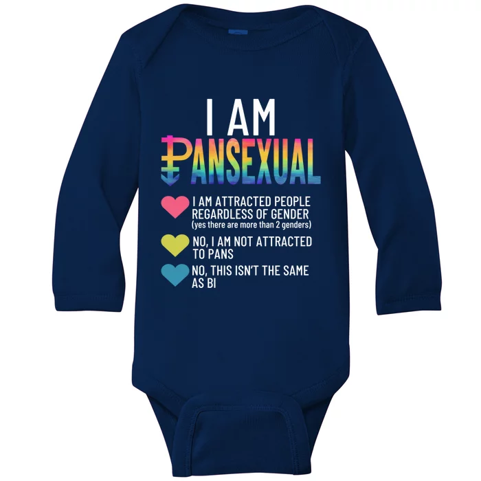 I Am Pansexual Cool Gift Lgbtqia Pride Rainbow Hearts Cool Gift Definition Funny Baby Long Sleeve Bodysuit