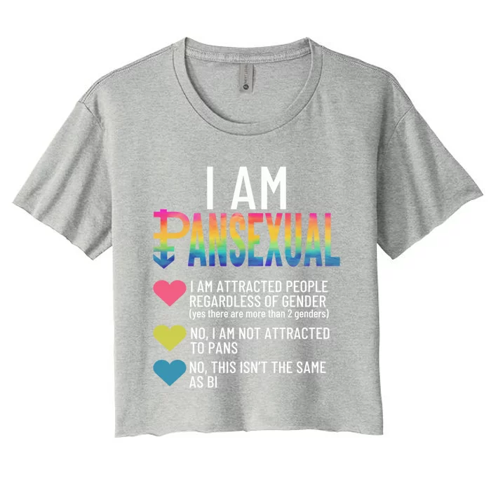 I Am Pansexual Cool Gift Lgbtqia Pride Rainbow Hearts Cool Gift Definition Funny Women's Crop Top Tee