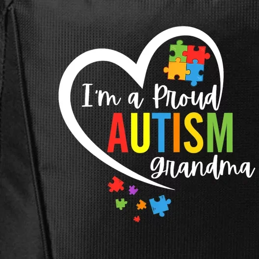 I'm A Proud Grandma Love Heart Autism Awareness Puzzle City Backpack