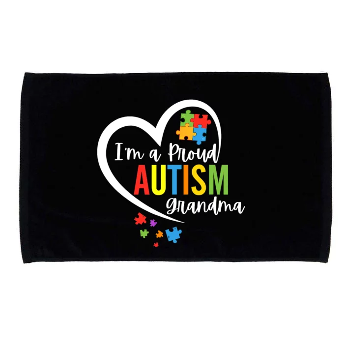 I'm A Proud Grandma Love Heart Autism Awareness Puzzle Microfiber Hand Towel