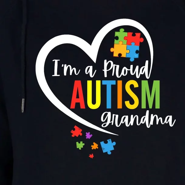 I'm A Proud Grandma Love Heart Autism Awareness Puzzle Womens Funnel Neck Pullover Hood