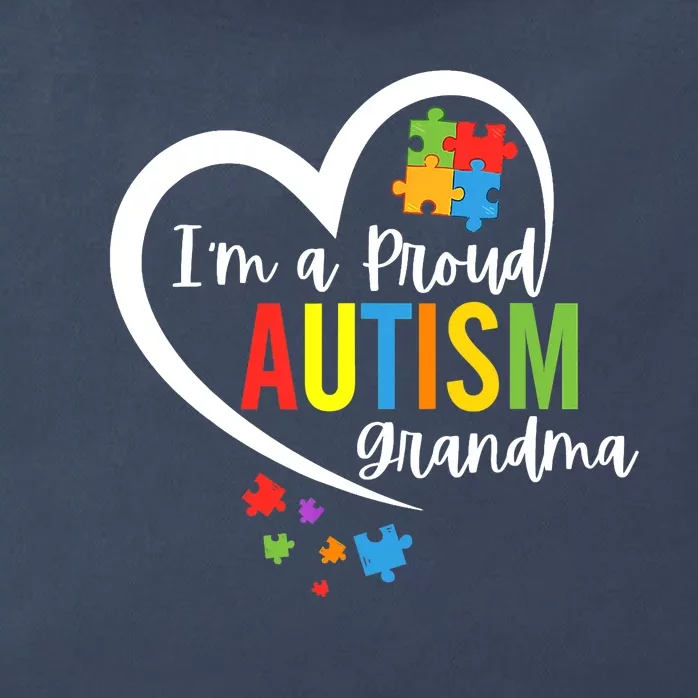 I'm A Proud Grandma Love Heart Autism Awareness Puzzle Zip Tote Bag