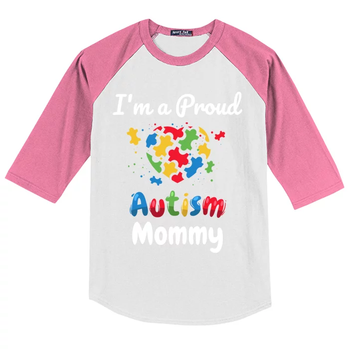 IM A Proud Autism Mommy Mother Mom Heart Gift Kids Colorblock Raglan Jersey