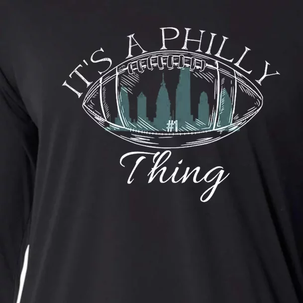 It's A Philly Thing Eagles Football Distressed Retro Cooling Performance Long Sleeve Crew