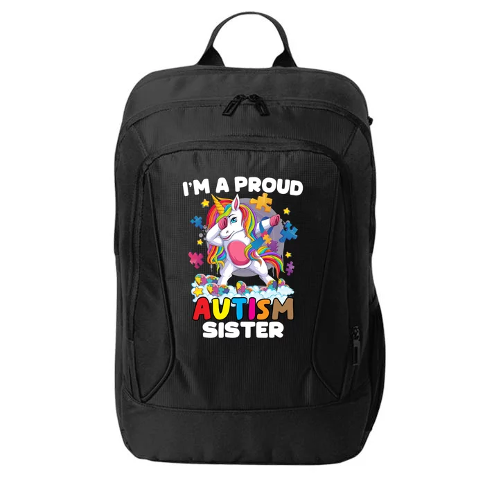 IM A Proud Sister Dabbing Unicorn Autism Awareness Group Gift City Backpack