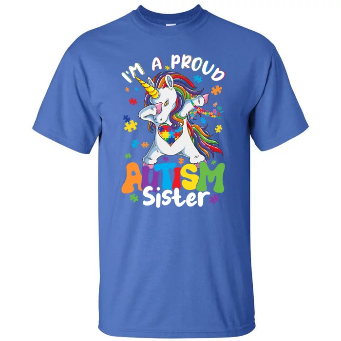 IM A Proud Sister Dabbing Unicorn Autism Awareness Puzzle Gift Tall T-Shirt