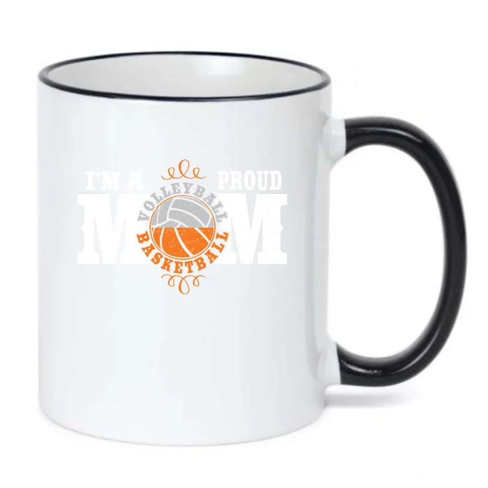 I'm A Proud Basketball Volleyball Mom Gift Combined Sports Great Gift Black Color Changing Mug