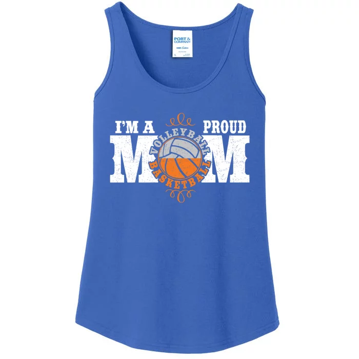 I'm A Proud Basketball Volleyball Mom Gift Combined Sports Great Gift Ladies Essential Tank